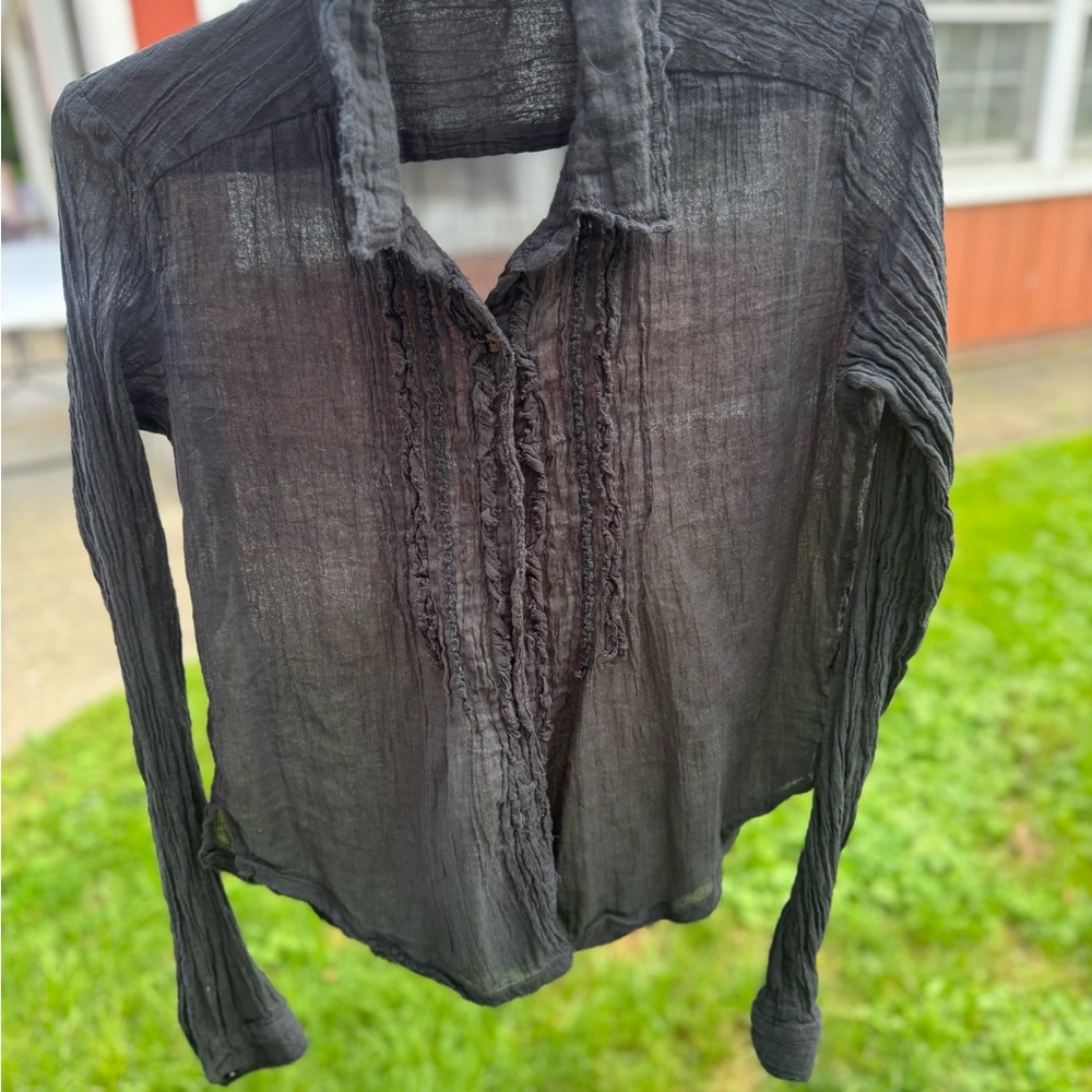 Free People One Light Distressed Button Down - Picture 6 of 14